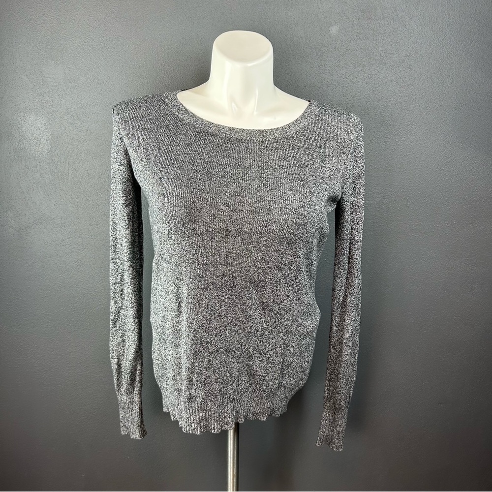 Express Women's Black & White Marble Knitted Sweater M